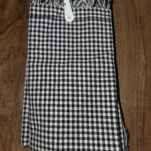 Black and White Checkered Fringe Scarf by Home Creations - Picture 3 of 3